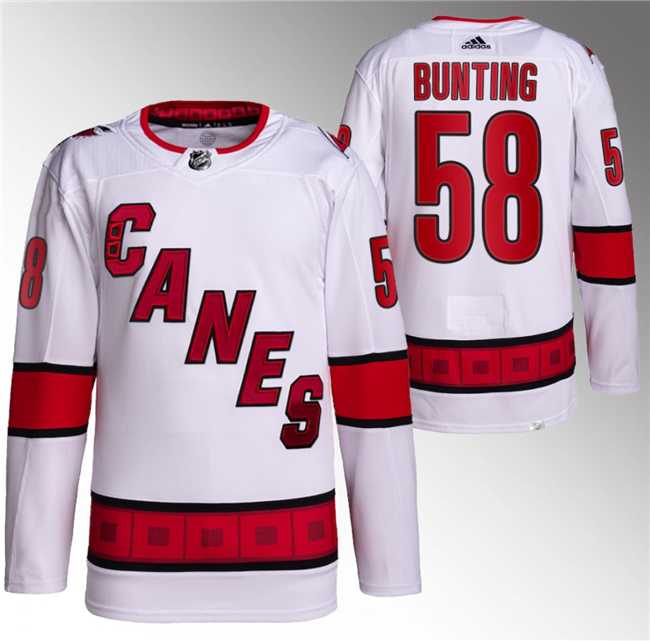 Men%27s Carolina Hurricanes #58 Michael Bunting White Stitched Jersey->boston bruins->NHL Jersey